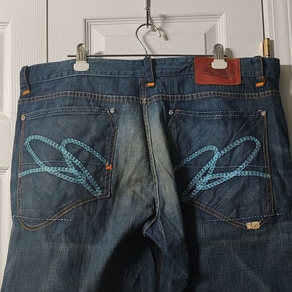 Parish button fly Health Wealth Wisdom distressed jeans  Sz 42  NWOT - Picture 10 of 14